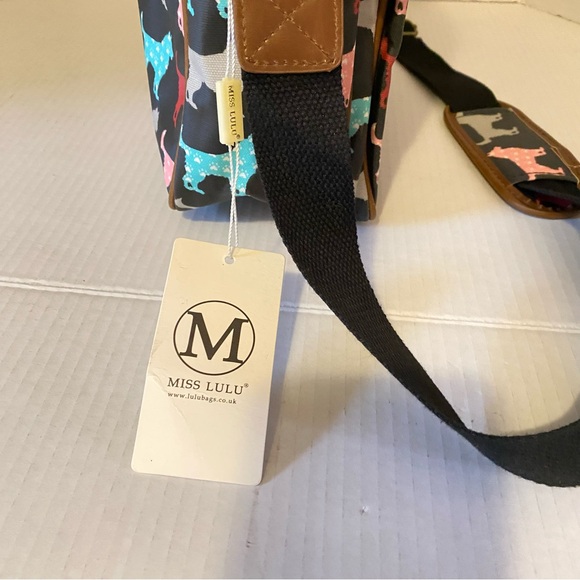 Miss Lulu Matte Finish Oilcloth Satchel Messenger Bag Dogs - Picture 5 of 15